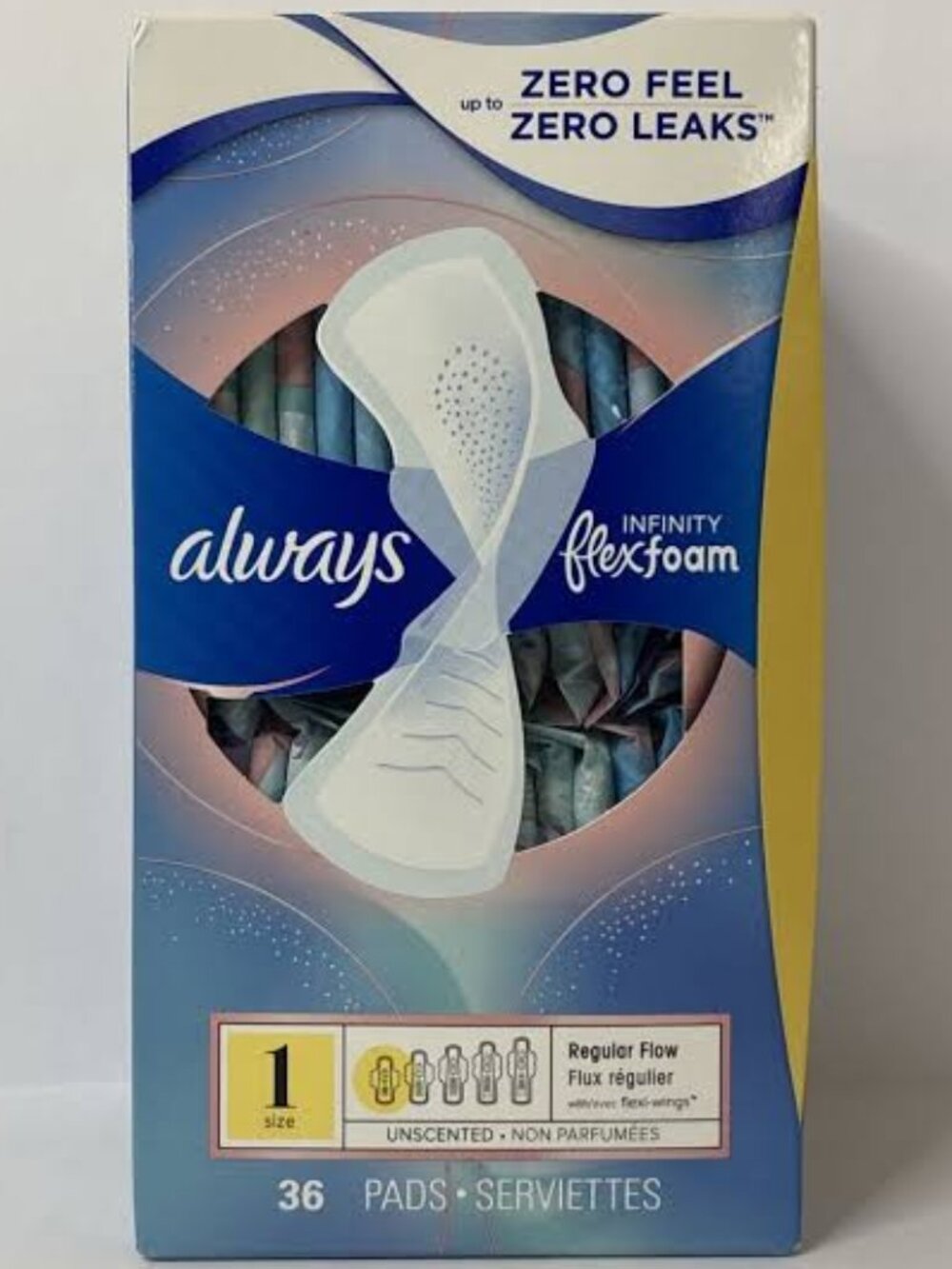 Always Infinity FlexFoam Pads Size 1 Regular Unscented - Lot of 4 Boxes